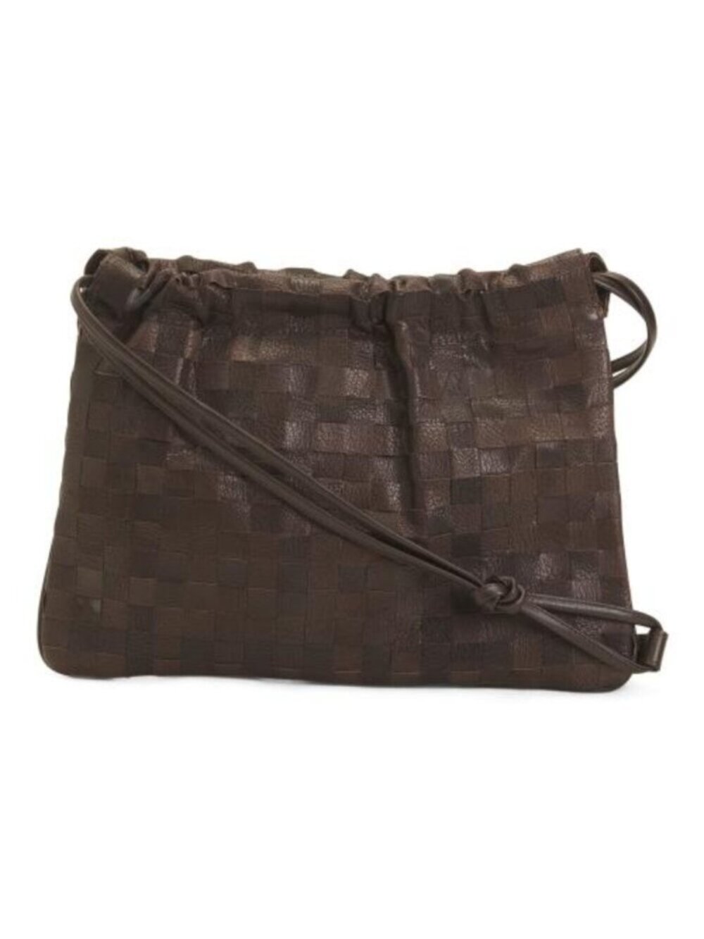 FALOR Made In Italy Leather Woven Mini Drawcord Pouch